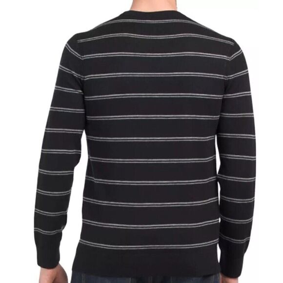 Theory Men's Riland Striped Pullover Sweater Greay Small 100% Cashmere - Picture 2 of 12